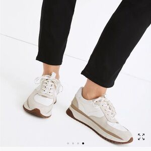 Madewell Cream and Tan Retro Sneakers with Chunky Sole size 9